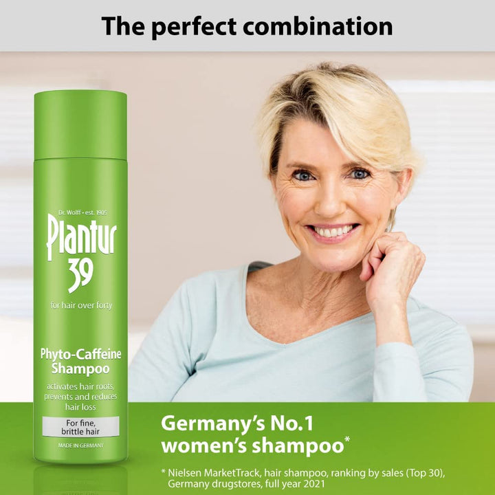 Caffeine Shampoo and Tonic Set Prevents and Reduces Hair Loss | for Fine Brittle Hair | Supports Hair Growth | Women Hair Care Made in Germany | Set of 250Ml Shampoo and 200Ml Tonic