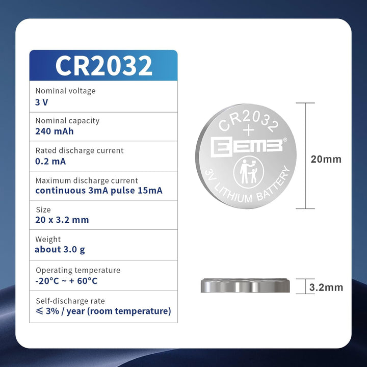 CR2032 Battery 5PACK CR2032 3V Lithium Battery Button Coin Cell Batteries 2032 Battery DL2032 ECR2032 LM2032 for Remotes Watches Calculators Medical Devices Computer Motherboards Key Fobs