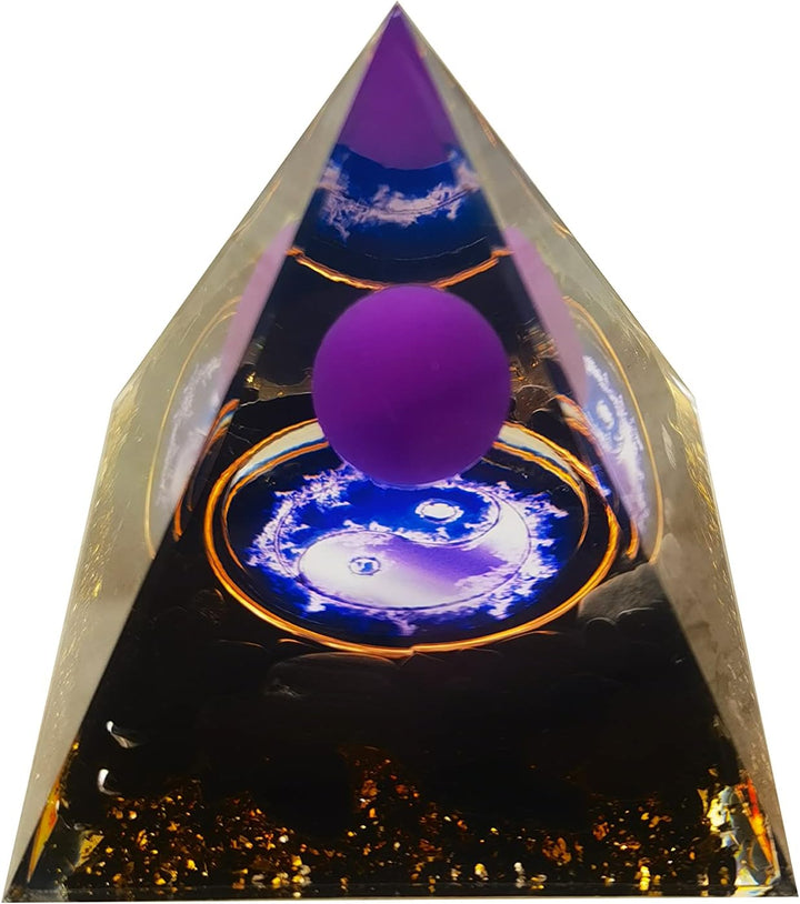 Moonstone Crystals Orgone Pyramid, Amethyst Crystal Nature Reiki Chakra Crystals and Gemstones Gifts for Friend Orgonite Pyramid Crystal Healing Spiritual Gifts for Women (6Cm)