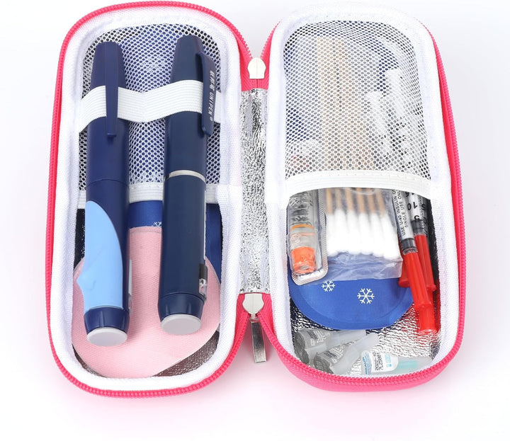 Insulin Pen Cooler Travel Case - Medicine Travel Cool Bag with 2 Ice Packs, Keep Medicine Cool While Traveling 6-8 Hours for Diabetic Supplies, Insulin Case (Pink)