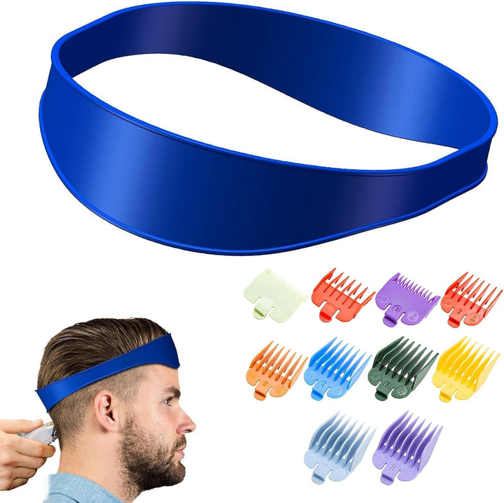 11Pcs Fade Guide, Hair Cutting Tool, Clipper Guards for Men with Blue Silicone Band, Multiple Sizes for Professional/Home Haircuts, Styling & Grooming Accessories