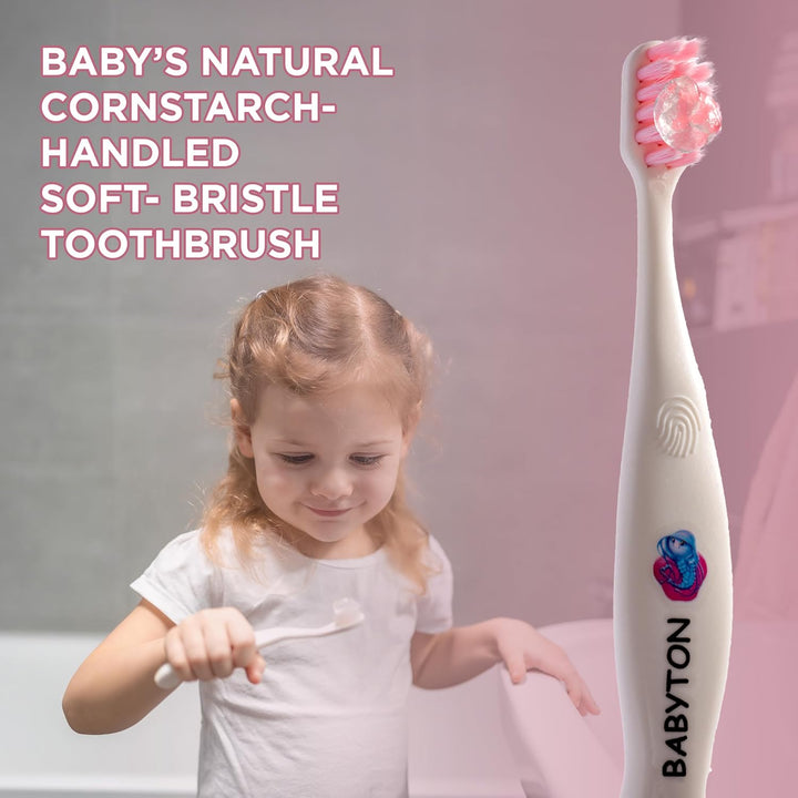 Bio Toothbrush - Eco-Friendly, Soft Bristles for Babies, Ergonomic Handle, Biodegradable Corn Cob Material (Jellyfish)