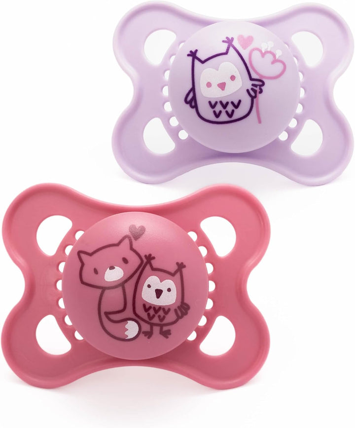 Original Soothers | 0-6 Months | 2 Pack | Comes in Dummy Steriliser Case | Sustainable Materials | Baby Accessories for Newborn | Cream/Green (Various Designs)