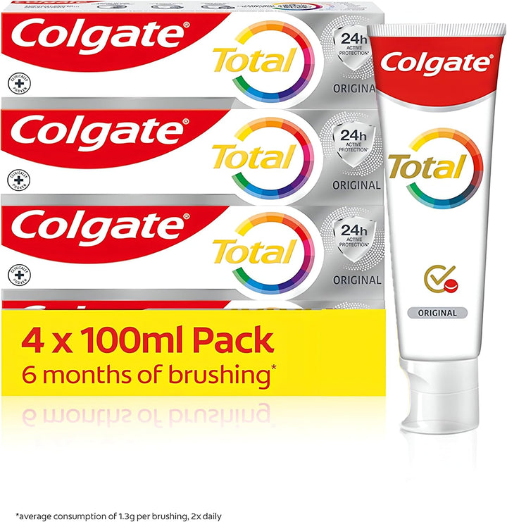 Total Toothpaste for Kids 7-12 Years - 4 Pack 50Ml Tubes - Whole Mouth Protection - Mild Mint Flavour - Fluoride Toothpaste
