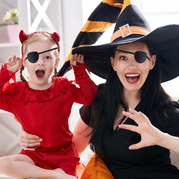 2 PCS Eye Patches for Adults, Single Eye Mask with Adjustable Buckle, 3D Concave Design Pirate Eye Patch for Amblyopia, Strabismus Left & Right Eye - Black