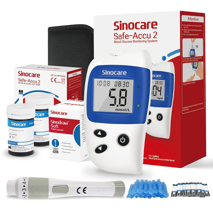 Blood Glucose Meter/Blood Sugar Monitor Safe-Accu2 /Blood Sugar Test Kit with Test Strips X 50 & Case for UK Diabetics -In Mmol/L