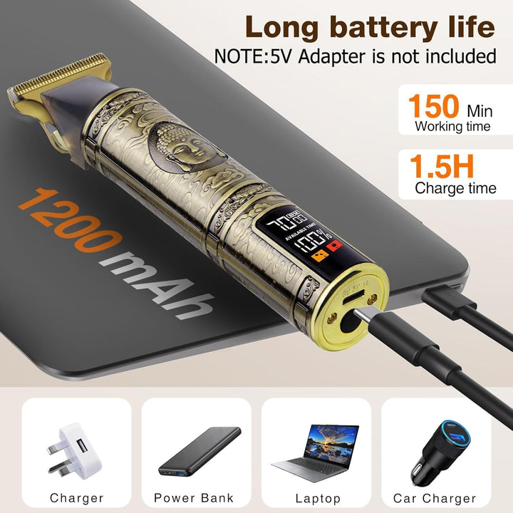 Upgraded Hair Clipper for Men, Hair Trimmer Shaver with LCD Display, Professional Beard Trimmer Barber Clippers Cordless Detailer Trimmer, Long-Lasting Battery Clippers for Haircuts, Gifts for Men