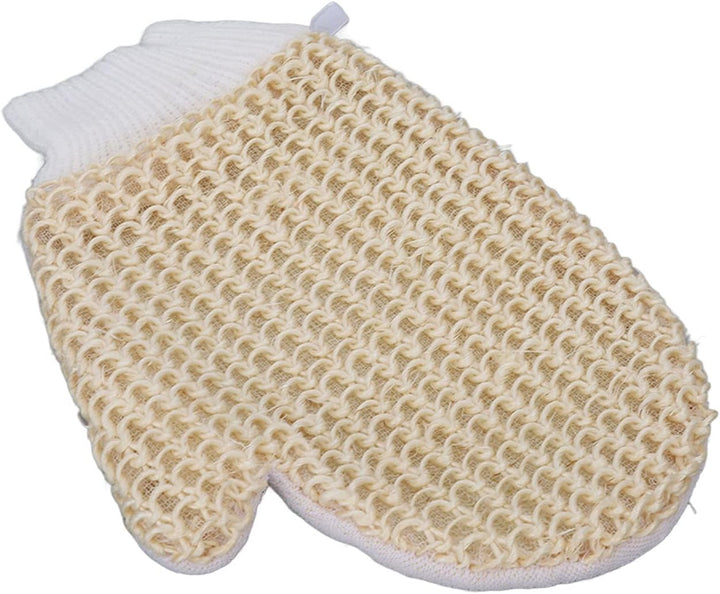 Exfoliating Bath Glove for Men and Women - Soft Sisal Shower Body Scrubber Mitt for Deep Skin Cleaning and Dead Skin Removal