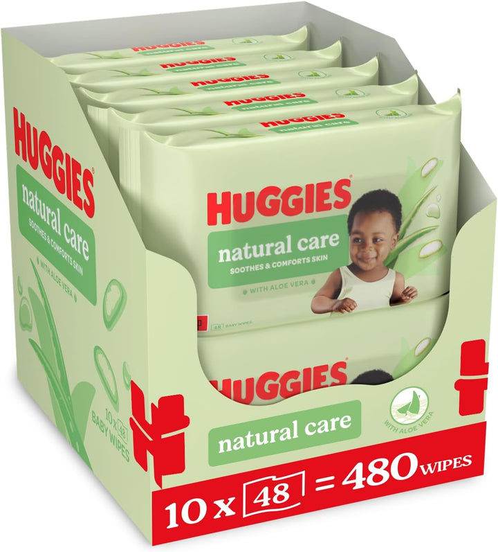 Natural Care Baby Wipes – Plastic Free Wet Wipes with Aloe Vera & Vitamin E, Hypoallergenic, Comfort and Soothe Baby'S Delicate Skin Leaving a Fresher Feeling– Single Pack (48 Wipes)
