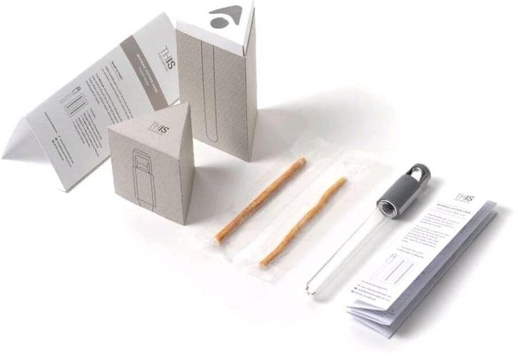 Vegan Friendly Natural Teeth Whitening with Miswak Organic Toothbrush Kit - Includes Miswak Cutter Case with Cutter Cap & Storage Tube, 2 Chewing Sticks for Fresh Oral Care & a User Manual (Blue)