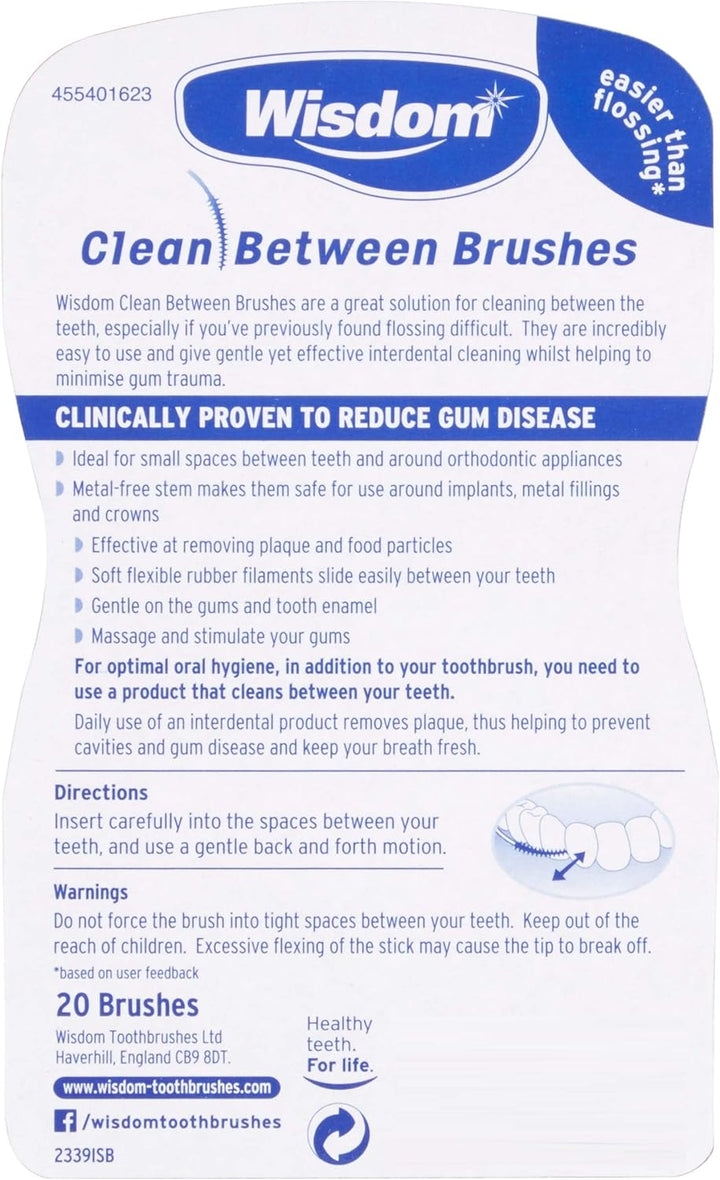 6X  Clean between Interdental Brushes - Pack of 20 – Size Fine Blue (Tot. 120 Pcs)