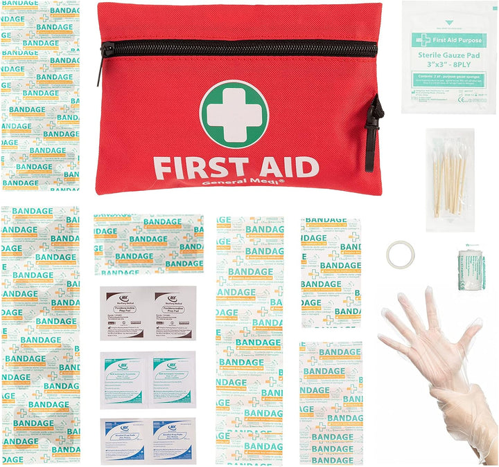 127-Pieces Roadside Car Emergency Kit Include Mini First Aid Kit, Jumper Cables,Tow Rope, Bandage, Safety Vest, Emergency Triangle, All in One Pack