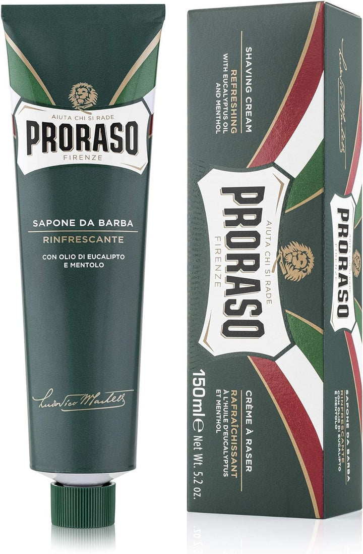 Pre Shave Cream, 300Ml, Refreshing Pre Shaving Cream for Men with Eucalyptus Oil and Menthol, Made in Italy, Green