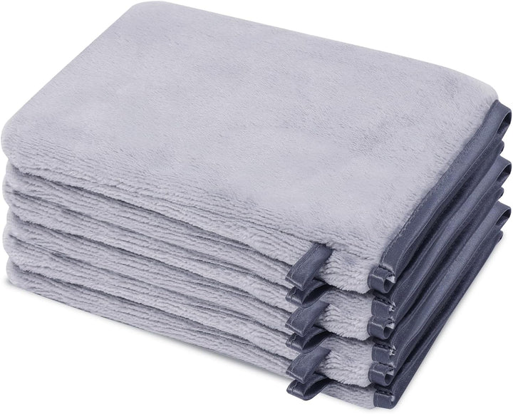 6 Pack Flannel Face Cloths Face Body Wash Cloth, Super Absorbent & Soft Facial Mitts, Reusable Makeup Remover Wash Gloves Bath Mitt, White Towel Small Hand Towels-13X20Cm