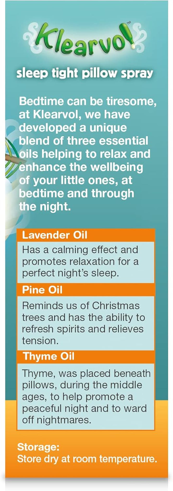 Sleep Tight Pillow Spray 50 Ml (Pack of 1) – Natural Essential Oil Blend with Lavender, Pine and Thyme for Calming Bedtime Routines for Children of 3+ Months