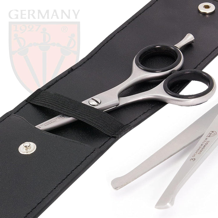 – Professional Nostril Nose and Ear Hair Scissors, Stainless Steel, Straight Rounded Blade with Black Case