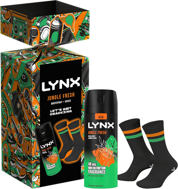 Jungle Fresh Deodorant Gift Set Body Spray + Socks Perfect Gifts for Him 1 Piece