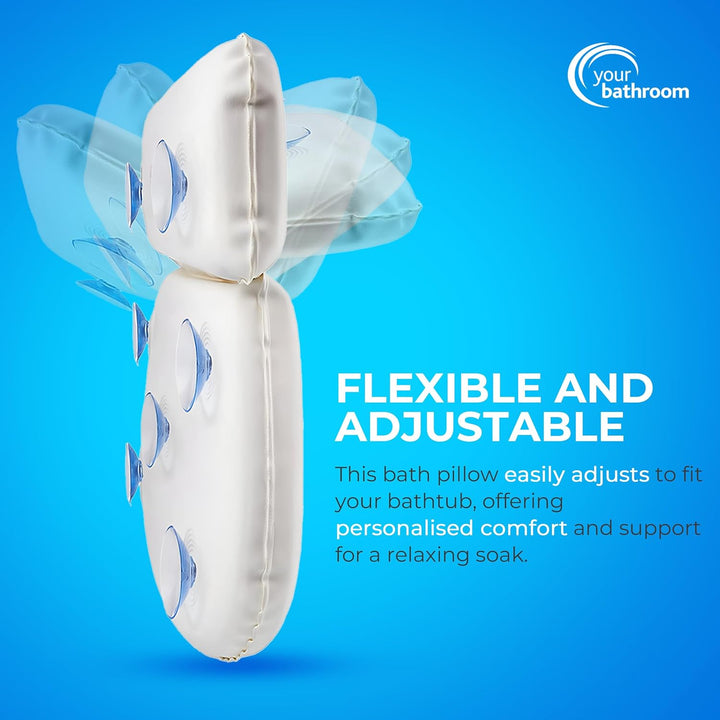 Bath Pillow – Waterproof Bath Cushion with 7 Suction Cups, Non-Slip Bath Pillows for Head and Neck Support | Ultimate Relaxation and Comfort, Ideal for Relaxation & Meditation in the Tub