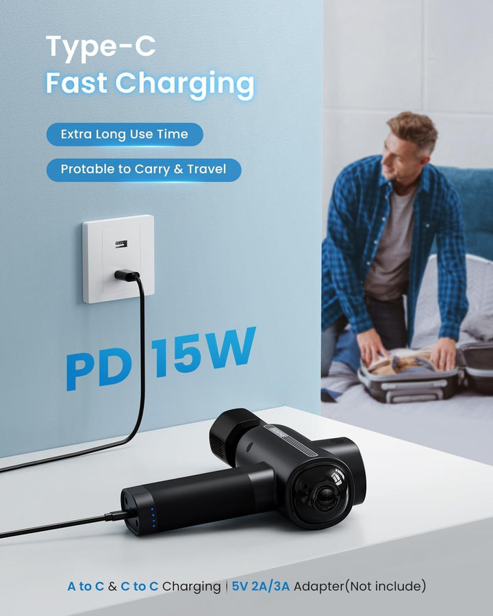 Thermacool Massage Gun Deep Tissue with Heat and Cold Head, Handheld Muscle Massager with Carry Case, Body Masajeadorfor Home Office Workout, Black