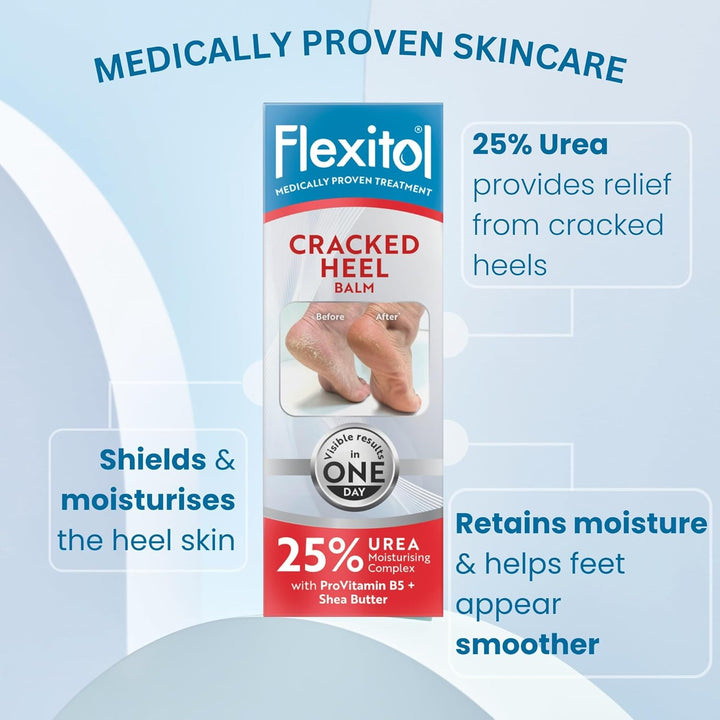 Cracked Heel Balm, Visible Results in 1 Day, for Extremely Dry Feet & Cracked Heels, Removes Hard Skin, 25% Urea, Medically Proven Foot Cream, Suitable for Diabetics, 1 X 56G