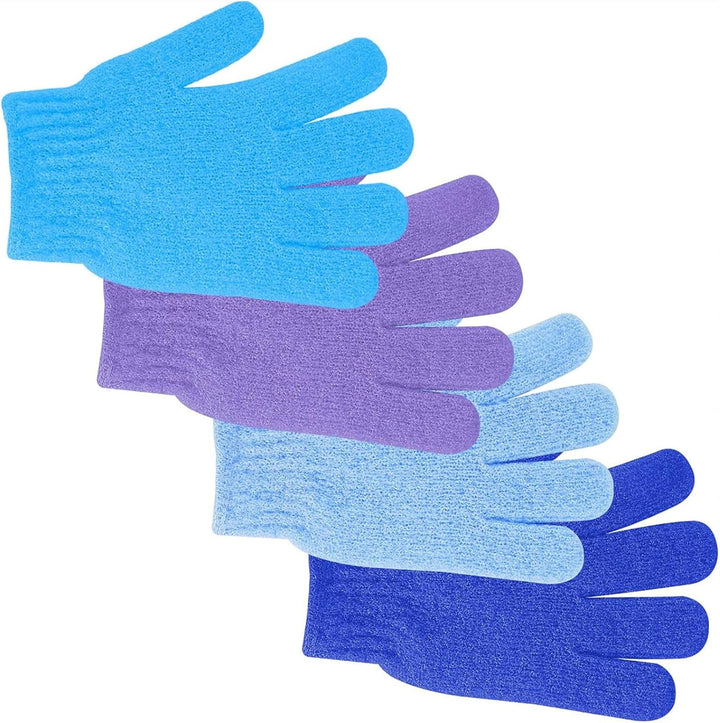 Exfoliating Gloves，6Pcs Bath and Body Exfoliator Mitts，Bamboo Shower Gloves ，Scrubs Away Ingrown Hair and Dead Skin，For Shower, Spa, Massage and Dead Skin Cell Remover Loofah（Blue+Green+Pink）
