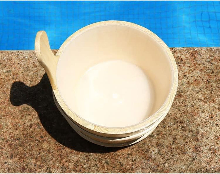 Wooden Bucket and Ladle Set 4L Capacity Water Bowl Barrel for Sauna Steam Accessories