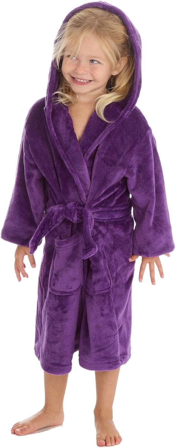 Baby Robe Dressing Gown - Super Soft Plush Fleece Bathrobe - for Baby Boy and Girl - Gift for Newborn to 6 Years - Consists of Snuggle Hood, 2 Large Pockets and Secure Waist Tie