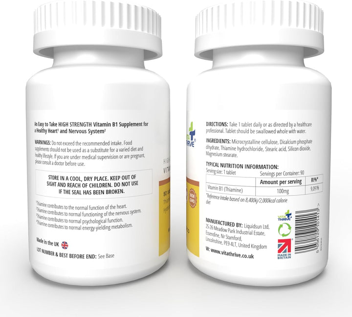 Vitathrive® Thiamine Vitamin B1 100Mg – 90 Tablets