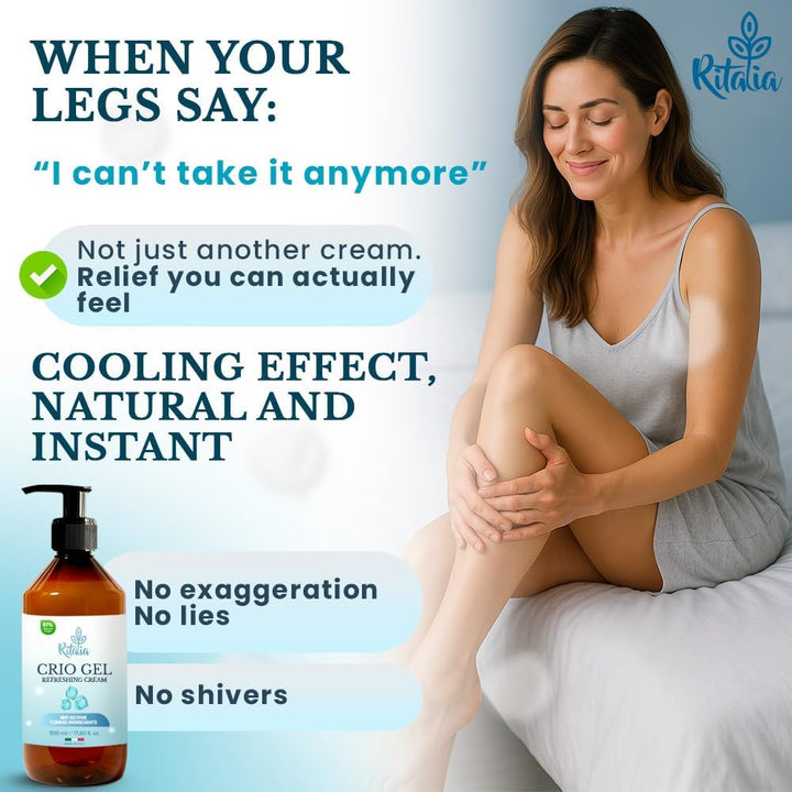 ® 500Ml COOLING LEG CREAM | DRAINING & REVITALIZING GEL for VARICOSE VEINS & SWOLLEN LEGS | BIO CRYOGEL for CIRCULATION, FIRMING & TONING