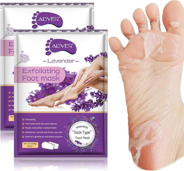 Foot Peel Mask 2 Pack, Callus Remover & Exfoliating Foot Mask for Men & Women, Baby Soft Smooth Touch Feet - Lavender