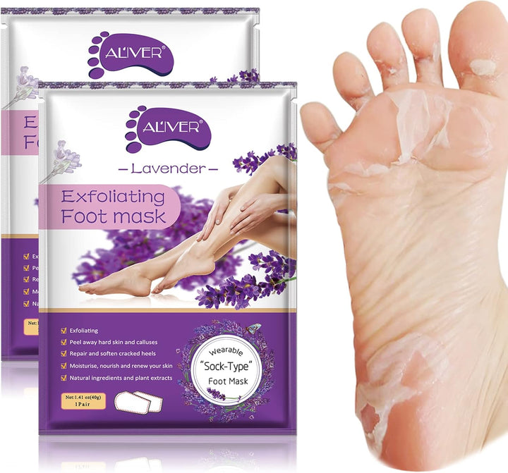 Foot Peel Mask 2 Pack, Callus Remover & Exfoliating Foot Mask for Men & Women, Baby Soft Smooth Touch Feet - Lavender