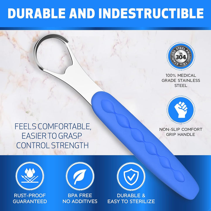 Tongue Scraper Cleaner for Adults & Kids Pack, Medical Grade Stainless Steel Tongue Brush Set, Oral Self Care for Bad Breath, Tongue Scraping with Travel Case (1Pcs)