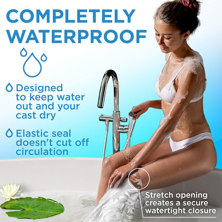 Waterproof Leg Cover for Shower - 2Pk - Tight Seal - Reusable Adult Half Leg Cast Protectors - - Easy to Use for Plaster on Knee, Ankle, and Foot