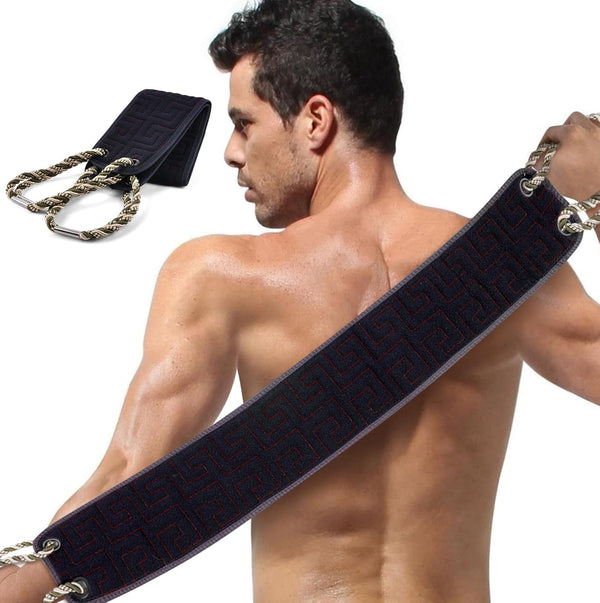 Exfoliating Back Scrubber for Shower, 37 Inches Back Washer with Handles, Soft Shower Bath Scrub for Women and Men, Double-Side Use Exfoliate Washcloth Bath Tool to Scrub Your Body Deeply