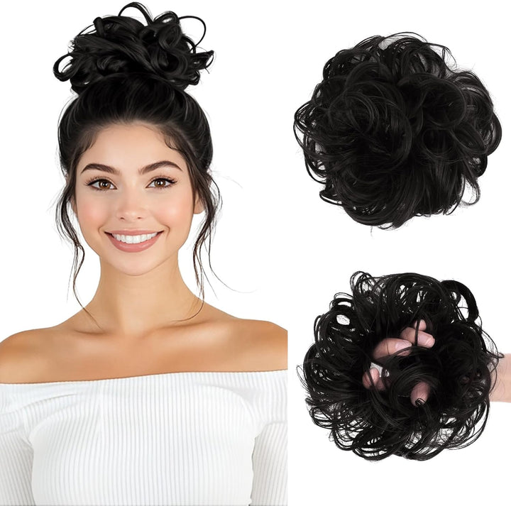 Messy Bun Hair Piece for Women,Curly Wavy Hair Scrunchies Bun Extensions Hairpieces,Synthetic Hair Chignons Accessories Updo for Girls(18/22#,35G)