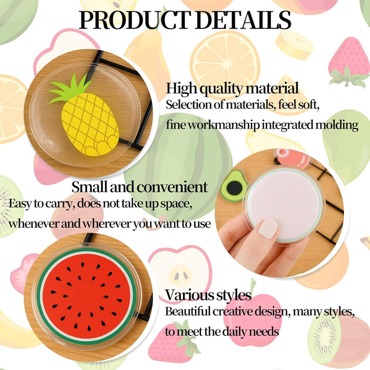 8 Pcs Kids Ice Packs, Mini Ice Packs for Kids, Small Ice Pack for Bumps and Bruises, Headache, Fever, 7X7Cm Reusable with Fun Fruit Designs (Pineapple, Strawberry, Peach, Lemon)