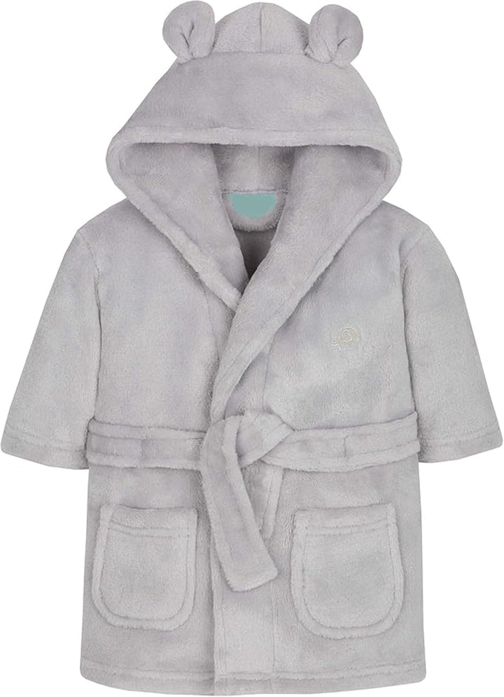Baby Girl Boy Unisex Dressing Gown with Teddy Ears - Super Soft Plush Fleece Bathrobe | Ideal Baby Gift Hooded Bath Robe | Baby Girls' Robes (Ages 6-24 Months)