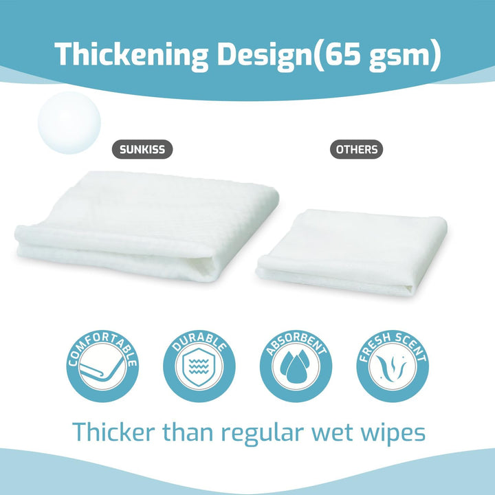 Trustplus Wet Wipes for Adult, Extra Thick 20 X 30 Cm Body Cleaning Wipes with Aloe for Incontinence & Cleansing, Fresh Scent, 50 Count