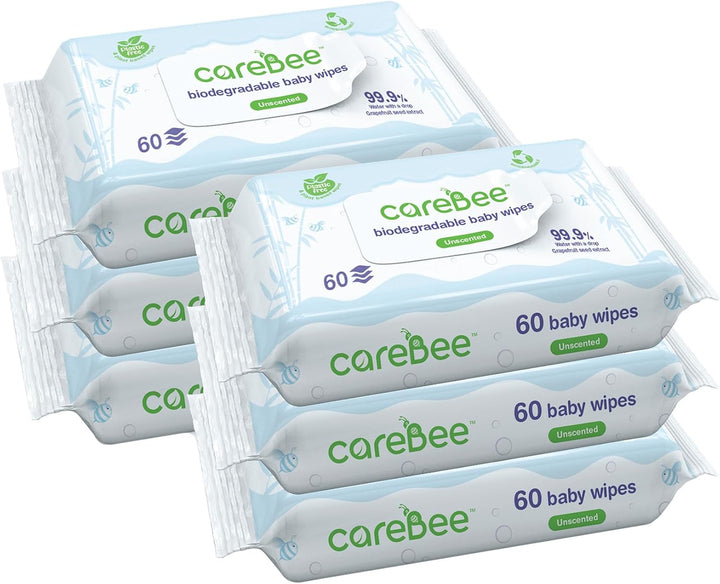 99.9% Water Baby Wipes | Biodegradable, Plant-Based & Plastic-Free | Hypoallergenic, Unscented, Extra Gentle for Sensitive Newborn Skin | 60 Wipes per Pack (1 Count (Pack of 1))