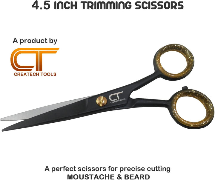 CT 4.5" Small Hair Scissors Set - Moustache & Beard Trimming for Men, Precise Facial Ear Nose Pubic Haircutting round Tip Scissors for Baby Kids