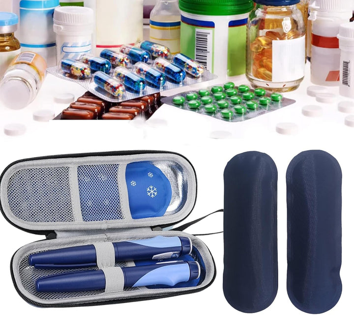 Insulin Cooler Travel Case, Portable Insulin Cooler with 2 Ice Packs Carrying, Diabeticcooler Travel Case Diabetic Cooler Case, Insulin Pen Case Organizer for Insulin Pens (Green)