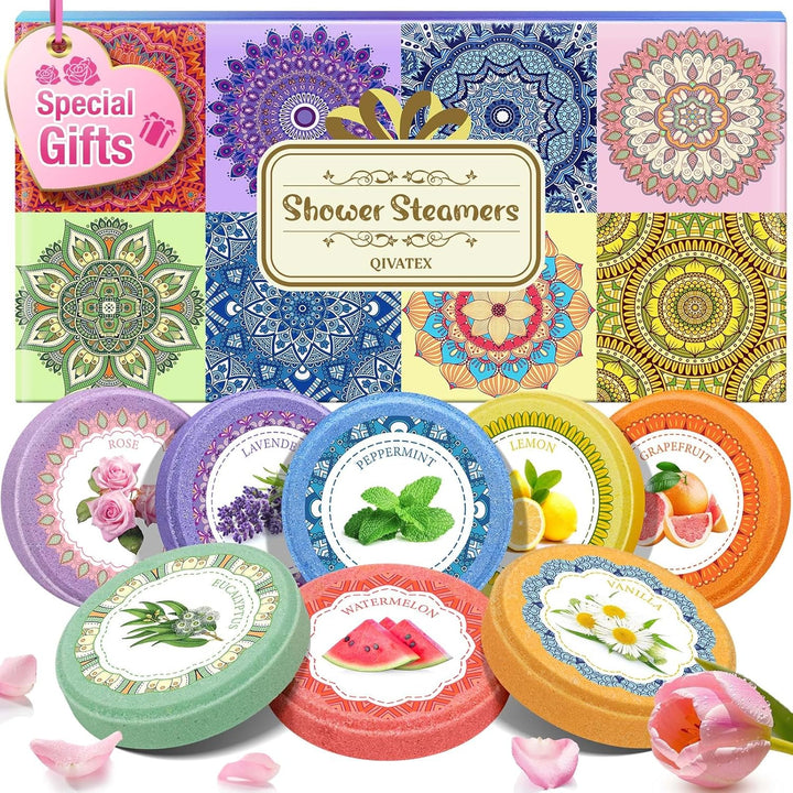 Gifts for Women: Shower Steamers Aromatherapy, Birthday Gifts for Women, Mum, Nanny, Girls, Teen SPA Stress Relief Bath Bombs Set Christmas Stocking Fillers Advent Calendar 2025 (8 Scents)