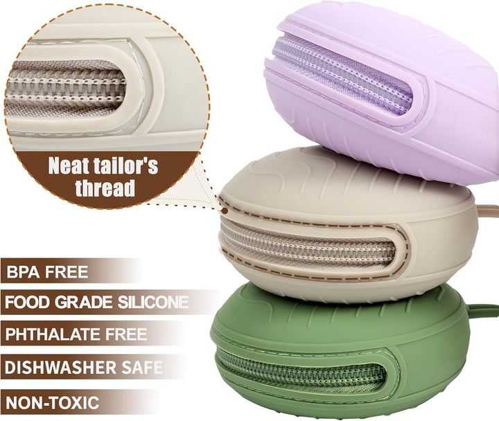 3 Pack Silicone Pacifier Holder Case, Bpa-Free Cover Pouch for Baby, Portable Storage Container for Diaper Bag Stroller,