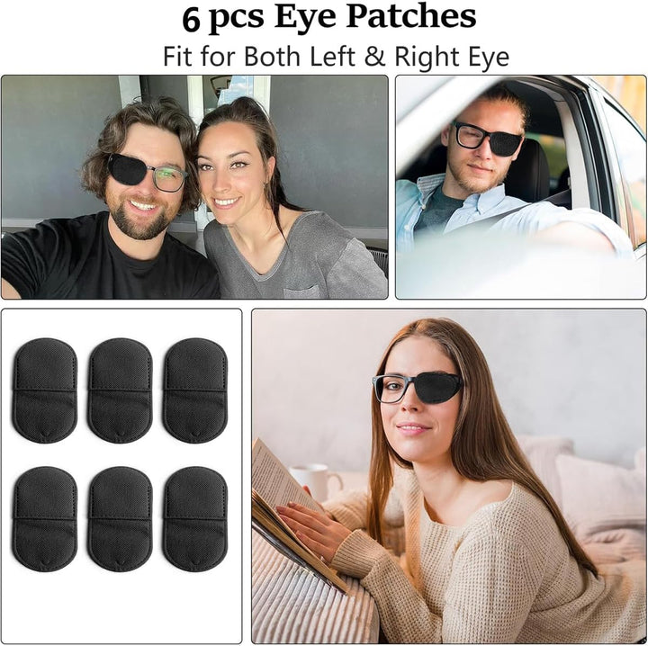 Eye Patches for Glasses - 6Pcs Non-Woven Fabric Large Size Eye Patch,Eyepatch for Glasses Treat Lazy Eye Amblyopia Strabismus for Left & Right Eyes,Professional Medical Eye Patches (Black)