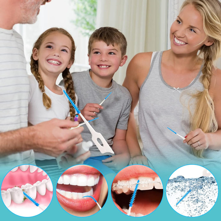 220 Pieces Interdental Brushes, Silicone Dental Brushes Blue Tooth Floss Picks for Braces Oral Cleaning