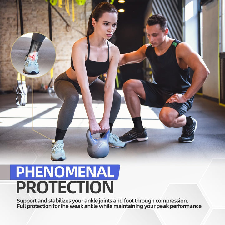 2 Pack Ankle Support for Sprained Ankle, Plantar Fasciitis Relief Achilles Tendonitis Support, Ankle Brace Support for Men & Women, Ankle Compression Socks Support for Ligament Damage, Sports