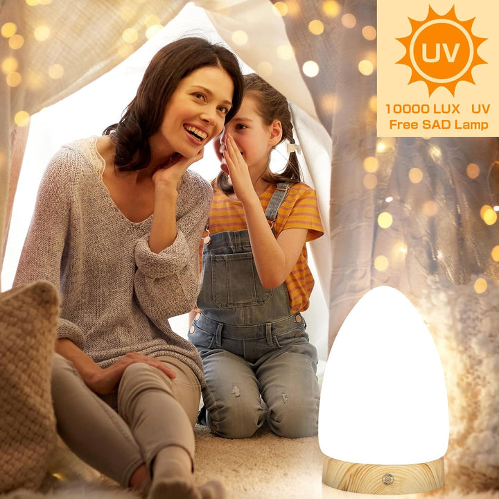 Sad Lamp, 10000LUX Light Therapy Lamp with 360° Effective Field, 3 Colors Temperature, 4 Timers,4 Brightness Levels&Memory Function, UV Free Sun Light Lamp for Home/Office(Vl-Tl-E9)