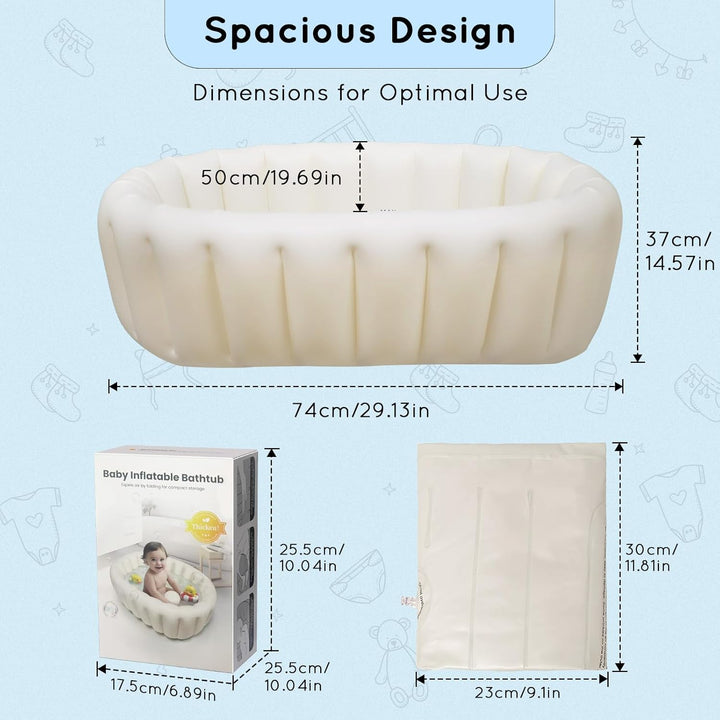 Inflatable Baby Bath, Portable Foldable Travel Bath Tub, Collapsible Non-Slip Infant Bath Tubs Baby Essentials for Newborn Mini Air Swimming Pool Bathtubs for Toddler Boys and Girls 0-12 Months