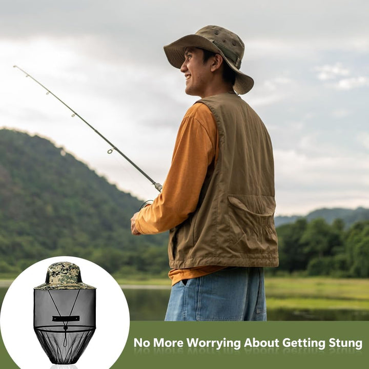 Mosquito Head Net Hat, Mosquito Hat with Removable Netting, Bee Keeper Hat, Anti-Mosquito Fishing Hat, Camping Mosquito Hat, Midgie Face Cover, Portable Midge Head Net Hat for Outdoor Hiking