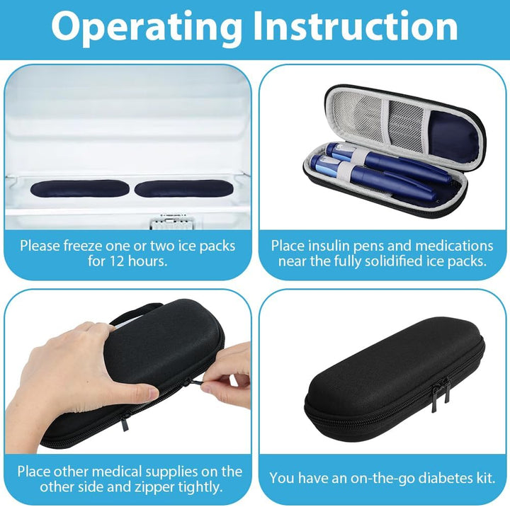 Insulin Cooler Travel Case with 2 Ice Packs - Portable Medicine Cooler for Diabetic Supplies, Insulin Pen Storage and Small Travel Pack